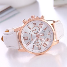 2 Pcs * Jenewa Baru PU Belt Roma Digital Leisure QUARTZ Watch Palsu Tiga Pria Watch Grosir Spot11 -putih-Intl