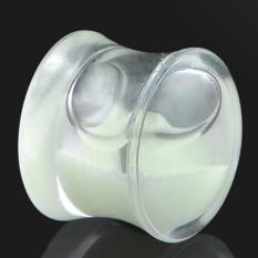 2 Pcs Hipster Glow In The Dark Liquid Filled Ear Plugs Double Flared Saddle Ear Gauges 18-Internasional