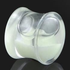 2 Pcs Hipster Glow in the Dark Liquid Filled Ear Plugs Double Flared Saddle Telinga Alat Pengukur 8-Intl