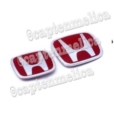 2pcs - Aksesoris Mobil Honda Freed Depan Belakang Emblem Logo Honda Merah Mobil Metal Sticker Stiker Bemper Grill Depan Bumper Asesoris Mobil Acesoris Mobil Freed