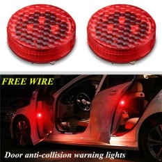 2 Pcs Universal Anti Collide With STH Flash Light Wireless Mobil Auto LED Pintu Dibuka Peringatan Lampu Merah-Internasional