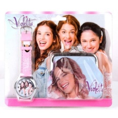 2 Pcs/set Lucu Populer PU Leather Children Hadiah Violetta Jam Tangan Dompet-Intl