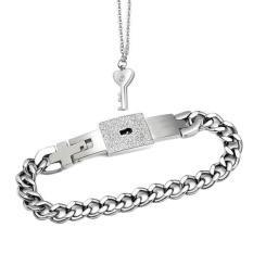 2 Pcs/set Mode Terkini Pasangan Titanium Kunci Besi Kalung Gelang Cinta-Internasional