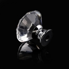 30mm Bentuk Diamond Kristal Kaca Handle Pintu Gagang untuk Dapur Lemari Laci Lemari Pakaian Lemari Dresser-Intl