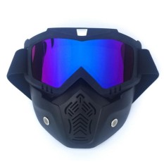 360 Wish Dagu dengan Salib Kayu Tipe Retro Gaya Masker Motor Kacamata Tahan Angin Pelindung Mata Kacamata Hitam Ski dengan Masker Pasir Hitam Frame + Lensa Berwarna