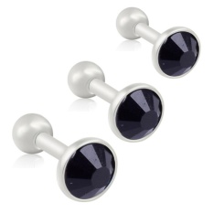 3 Pcs/lot Rhinestone Tragus Helix Bar Cartylage Piercing Earrings Mencolok Hitam-Intl