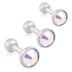 3 Pcs/lot Rhinestone Tragus Helix Bar Tulang Rawan Anting Tindik Mencolok Multicolor-Intl