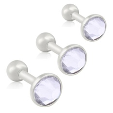 3 Pcs/lot Rhinestone Tragus Helix Bar Tulang Rawan Anting Tindik Mencolok Putih-Intl