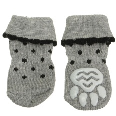 4 Pcs Non-slip Hewan Peliharaan Anjing Anjing Titik Hangat Lembut Kaus Kaki Cakar Menutupi Sepatu Sandal BOOT-Intl