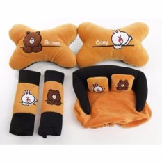 5 in 1 Aksesoris Mobil Bantal Mobil LINE karakter BROWN CONY Character Sarung Seat Belt Tempat Tissue Kepala Leher Asesoris Mobil Avanza Xpander Calya Innova Gran Max Pick Up Brio Satya Sigra Xenia Rush Carry Ertiga HR-V Ayla Terios Agya Ignis Mobilio APV