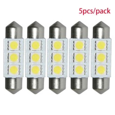 5 Pcs 36 Mm 5050 LED 3 SMD Mobil Festoon Peta Interior Kubah Ringan 12 V