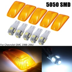 5 Pcs T10 5050 Dome Indeks Mobil Lampu LED Wedge White Light Atap Marker Amber Cover Lensa untuk Chevrolet /GMC-Intl