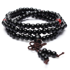 6mm X 108 Doa Meditasi Buddha dari Kayu Cendana Gelang Kalung Manik-manik Mala Hitam