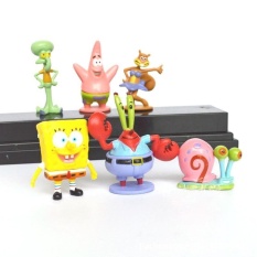 6 Pcs Set Aquarium Tangki Ikan Dekorasi Spongebob Squidward