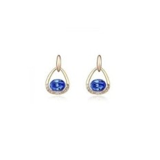80288Qs Frank Hidup Anting Kristal Austria Biru Champagne Gold-Intl