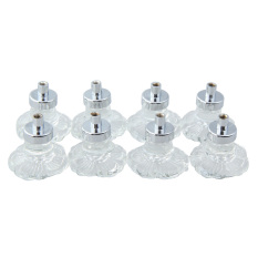 8 Pcs Bunga Gaya Tarik Menangani Clear Kristal Kaca Lemari Laci Tombol 35mm