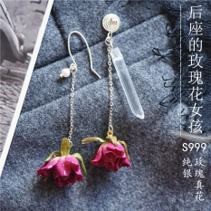 999 Retro Bunga Mawar Anak Perempuan Populer Anting-Anting Tidak Sakit Anting Jepit Tanpa Tindik