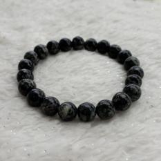 A-KHA Gelang Kesehatan Black Jade Belang Putih Unik 8mm Lengket Magnet, 100% Batu Alam, PABRIK Langsung