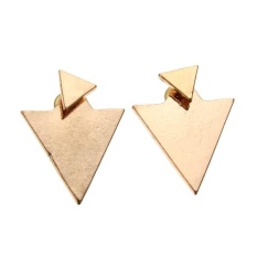 Sepasang Women's Asymmetrical Segitiga Geometris Anting-Anting Emas-Intl