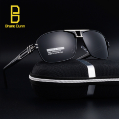 AAA Kualitas Alloy Polarized Sunglasses untuk Pria Mengemudi Square Vintage Asli Merek Mewah Oversized Sun Glasses 377 (Hitam Perak Frame Abu-abu Lense) -Intl