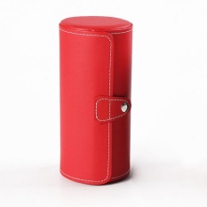 Abusun Cylindrical PU glasses box organizer 3 grid Watch box jewelry display boxes dust-proof travel case carry portable Container