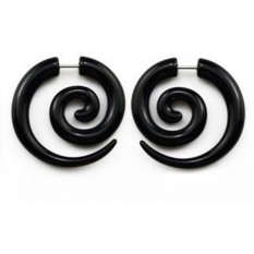 Akrilik Spiral Gauge Ear Plug Palsu Cheater Penegangan Daging Anting Piercing Black Pola 1-Intl