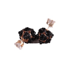 Ai Home Wanita Putri Elegan Rose Bunga Crystal Rhinestone Stud Earring Perhiasan (Hitam)-Intl