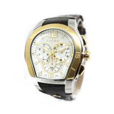 Aigner Palermo - Jam Tangan Pria - Silver-Putih Ring Gold - Strap Coklat Tua - A58514