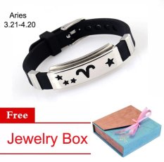 Kekasih 925 Perak Disepuh Gelang Tangan 12 Konstelasi Bracelet Gelang Wanita Pria,Aries