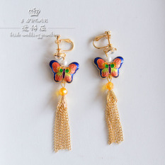 Aishiwei Cina Gaun Naga atau Phoenix Menikah Anting Jepit Tanpa Tindik Anting