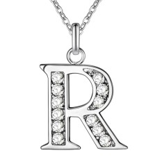 AJKOY 26 English Letters Silver Personalized Couple Commemorative Necklace R - intl