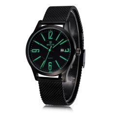 Akerfush Ramping Jam Tangan Bertali Gerigi Otentik Skone Slim Pria Jam Tangan Pria Jam Tangan Hitam Kalender Keren (Hijau)