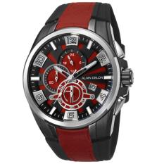 Alain Delon Jam Tangan Pria Alain Delon AD403-1765C Chronograph Stainless Steel Rubber Black List Red
