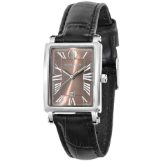 Alain Delon - Jam Tangan Wanita - Silver-Coklat - Strap Hitam - AD326-2349
