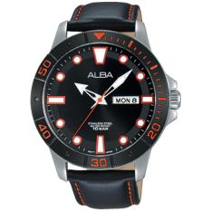 Alba Analog Jam Tangan Pria - Strap Kulit - Black - AT2045X1