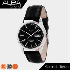 Alba Analog Jam Tangan Pria - Strap Leather - White Black - AXND Series