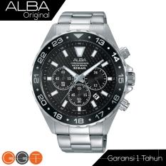 Alba Chronograph Jam Tangan Pria - Strap Stainless Steel - AT3907x1 - Black