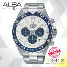 Alba Chronograph - Jam Tangan Pria - Tali Stainless Steel - Silver - AT3909X1