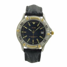 ALBA Jam Tangan Pria - Black Silver Gold - Leather Strap - ATXS92