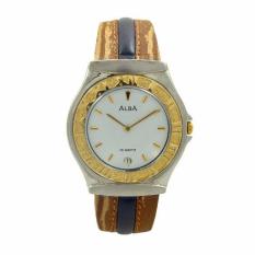 ALBA Jam Tangan Pria - Brown Silver Gold - Leather Strap - AXB56G