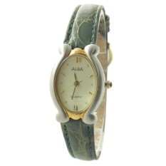ALBA Jam Tangan Wanita - Green Silver Gold - Leather Strap - ATCY08