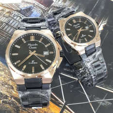 Alexande Christie - Jam Tangan Couple - Stainless Steel - AC 8506 Black Gold Couple - Original
