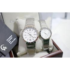 Alexandre Christie AC 8313 Couple Silver White Kaca Saphire Original