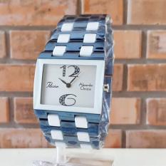 Alexandre Christie AC2182LH Original Jam Tangan Wanita Stainless Ceramic Biru Putih