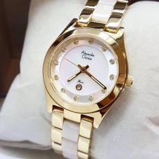 Alexandre Christie AC2477 Jam Tangan Wanita Stainless Ceramic Gold Putih