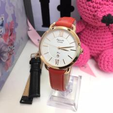 Alexandre Christie AC2674OS - Jam Tangan Casual Wanita Murah - Leather Strap + Free Gift 1 PC Tali Kulit