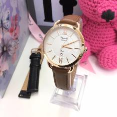 Alexandre Christie AC2674OS - Jam Tangan Casual Wanita Murah - Leather Strap + Free Gift 1 PC Tali Kulit