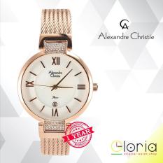 PROMO Alexandre Christie AC2708 series Jam Tangan Wanita Tali Stainless Steel Quartz Movement Swarovski Element