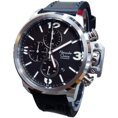 Alexandre Christie AC6280M-C Jam Tangan Pria Strap Leather Hitam Silver