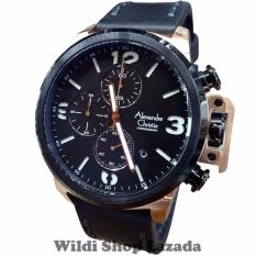 Alexandre Christie AC6280MC Jam Tangan Pria Strap Leather Hitam Rosegold
